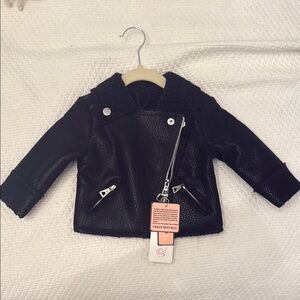 Baby black Faux Leather Biker Jacket